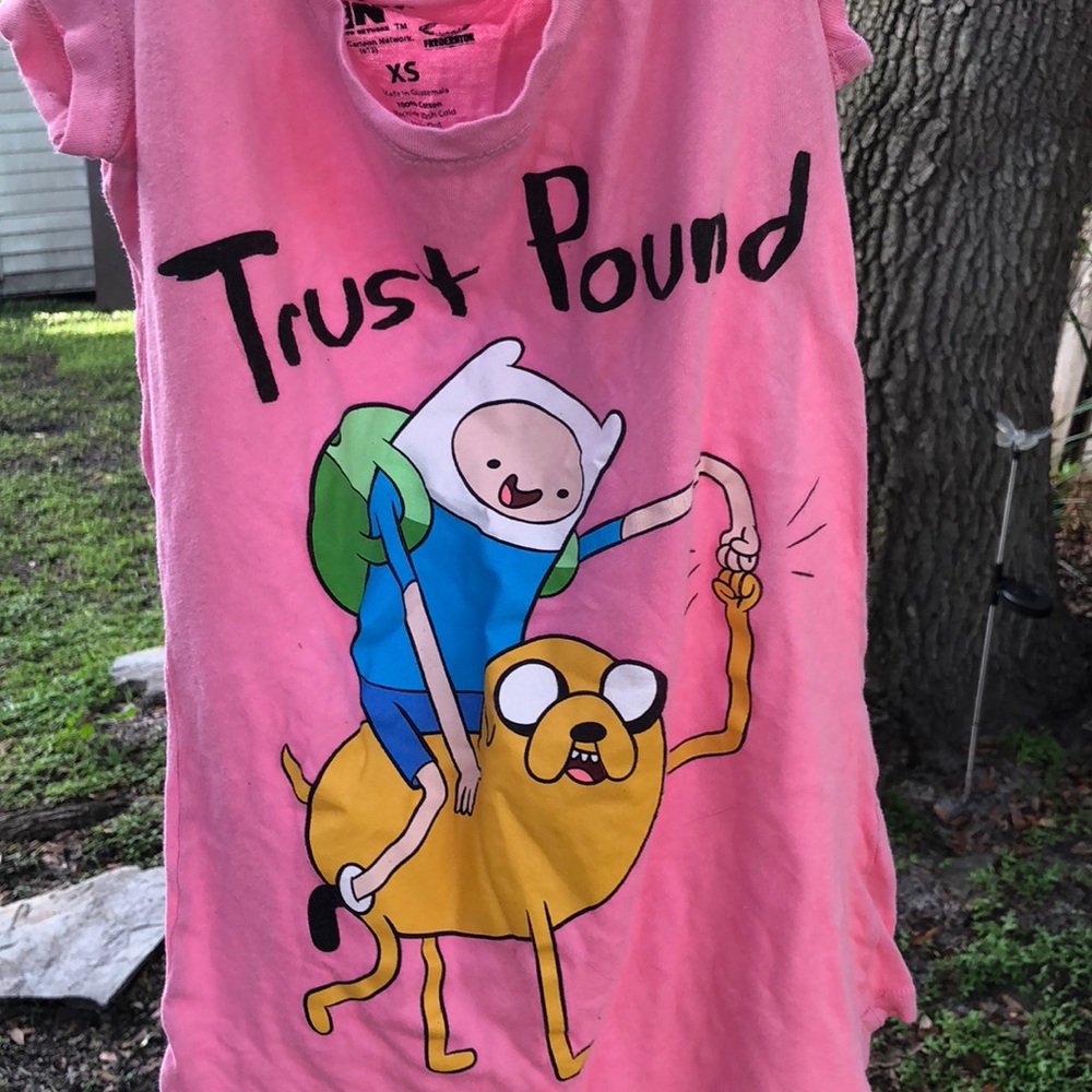 Adventure Time Fin & Jake Pink Tee “Trust Pound”